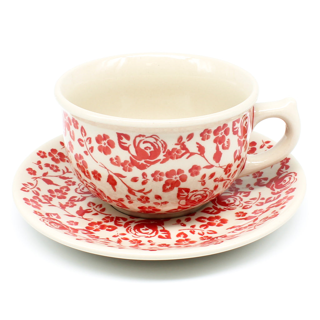 Tea Cup w/Saucer 8 oz in Antique Red