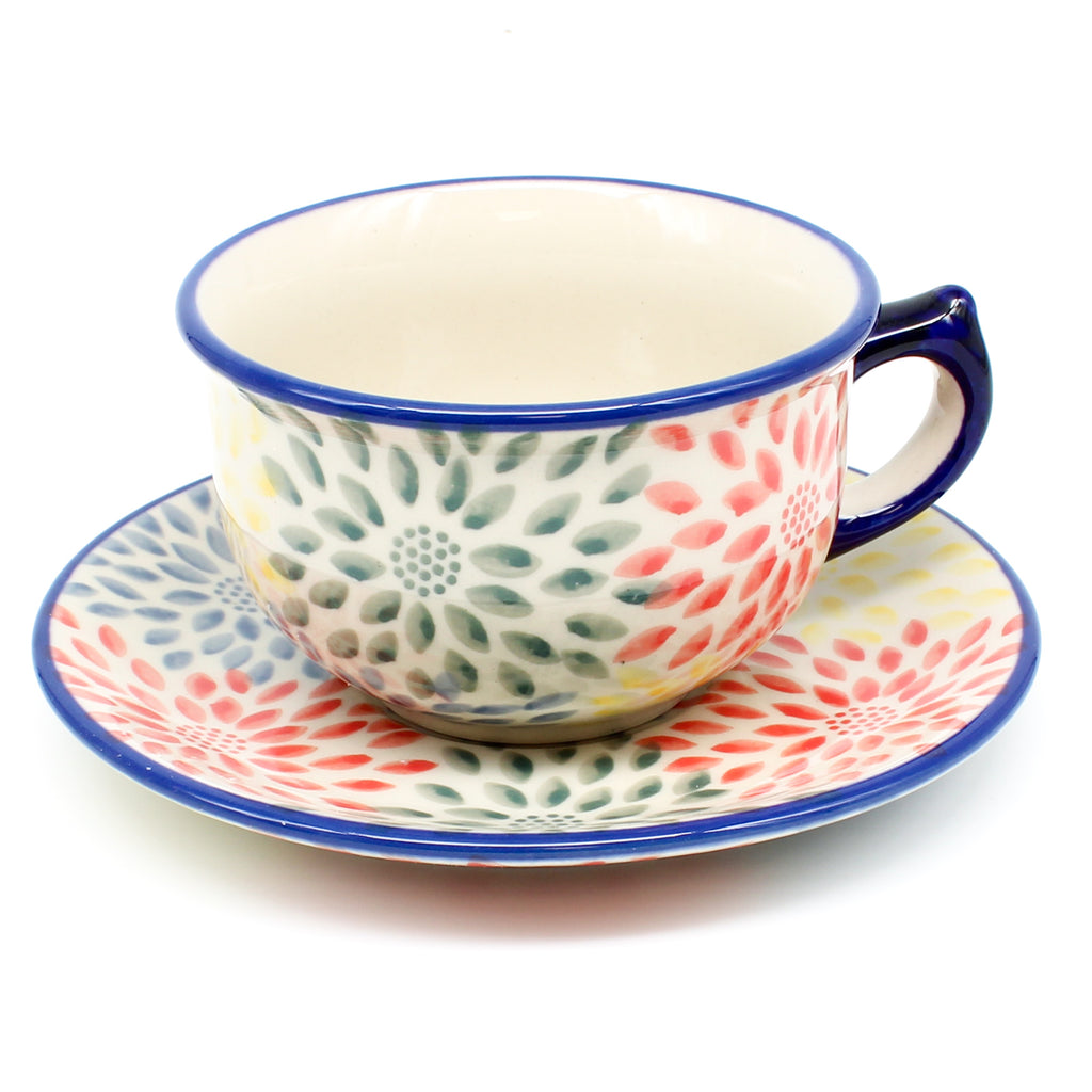 Tea Cup w/Saucer 8 oz in Pastel Burst