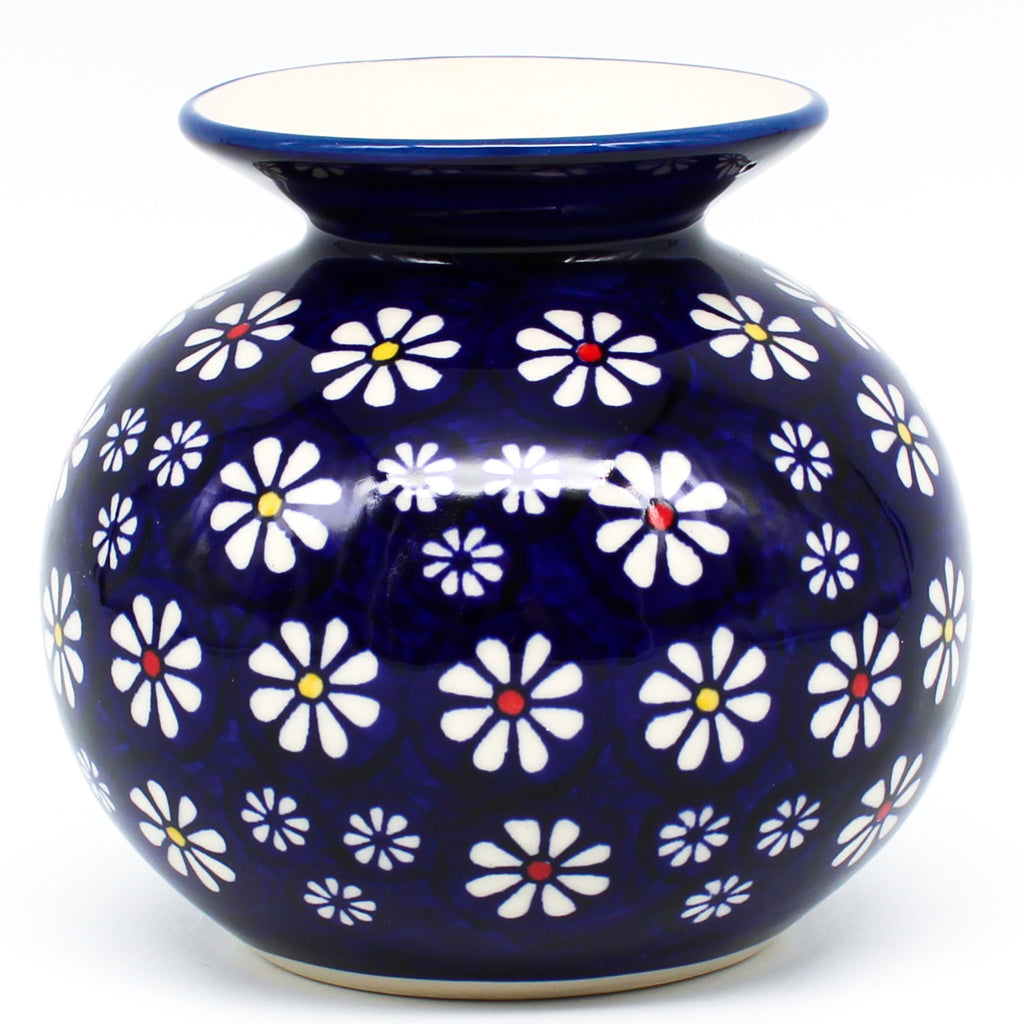 Round Vase in Flowers on Blue
