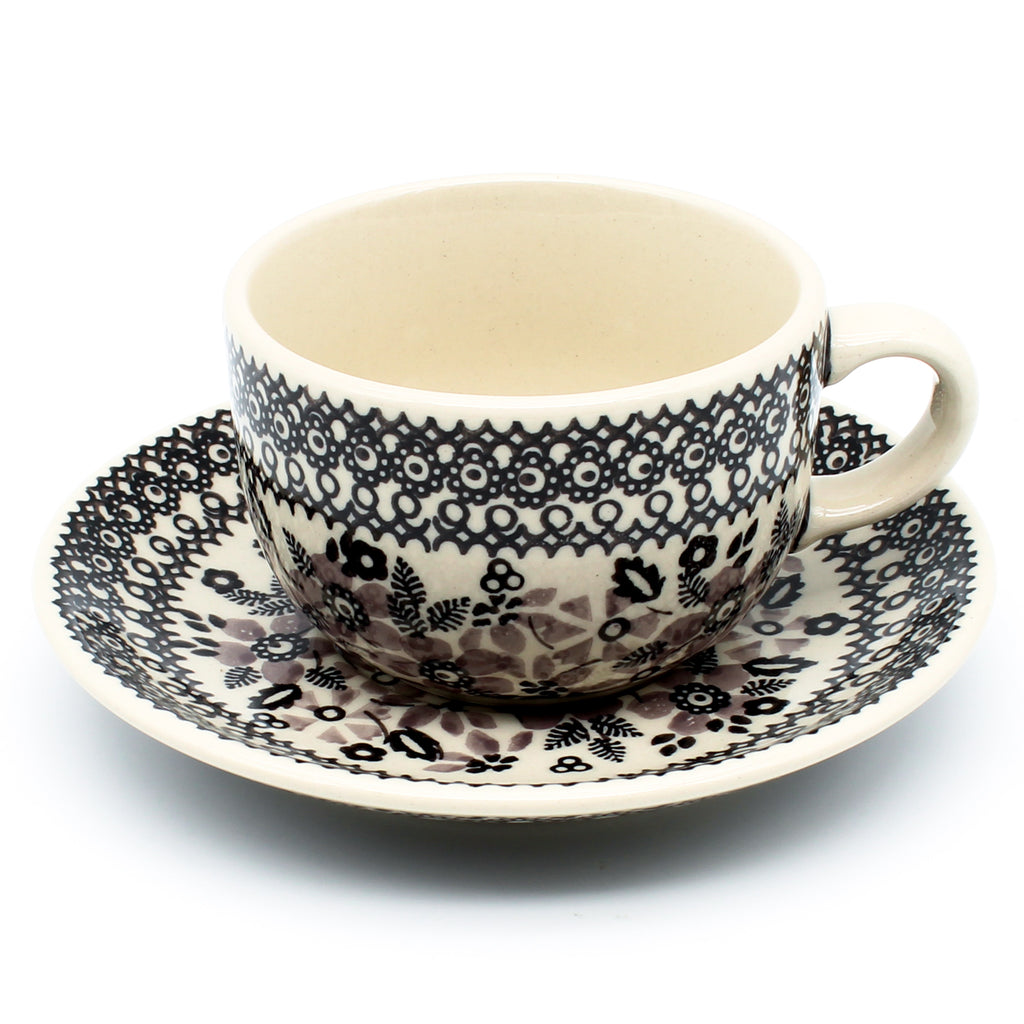Cappuccino Cup w/Saucer 6.5 oz in Gray & Black