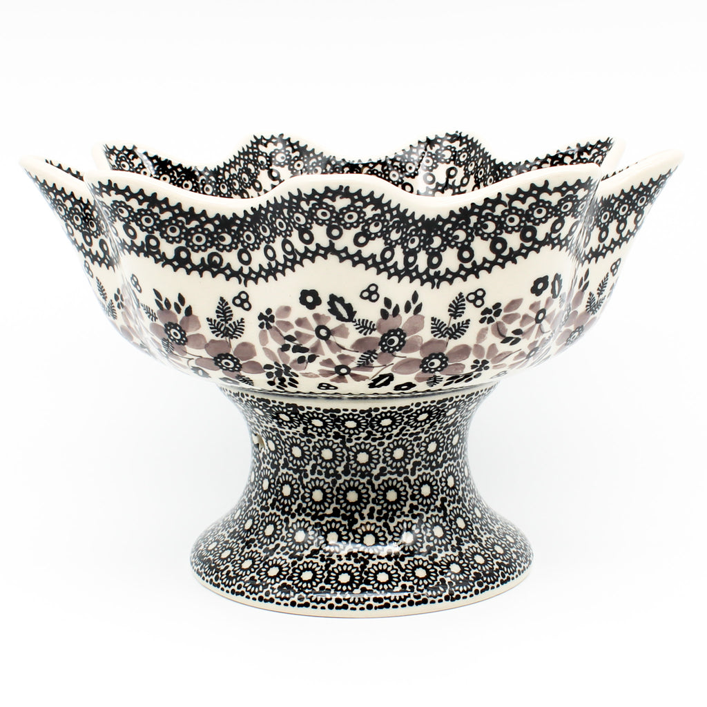 Pedestal Berry Bowl in Gray & Black