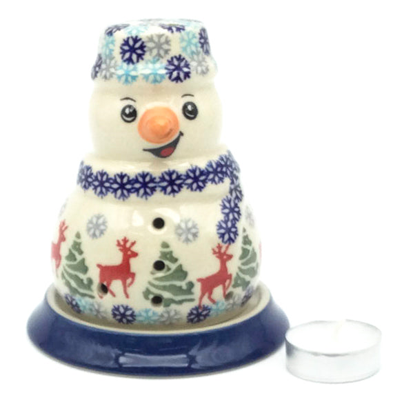 Snowman Tea Candle Holder in Winter Reindeer