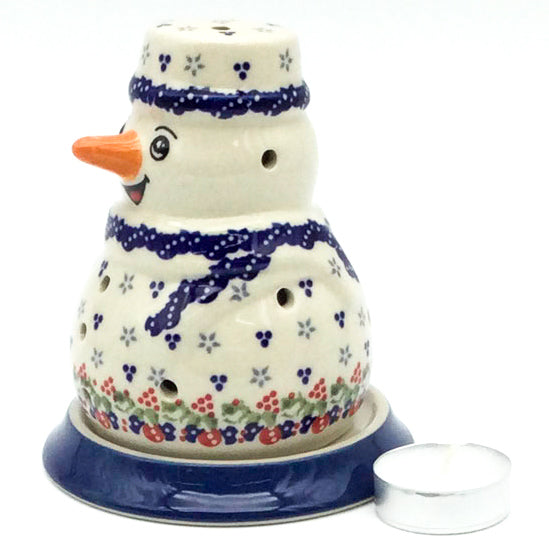 Snowman Tea Candle Holder in Holiday Wreath