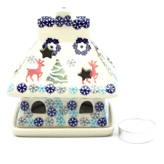 House Tea Candle Holder in Winter Reindeer