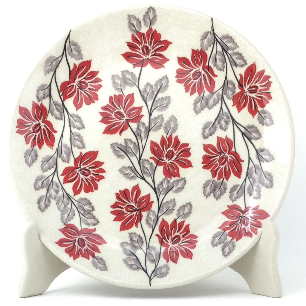 Luncheon Plate in Red & Gray