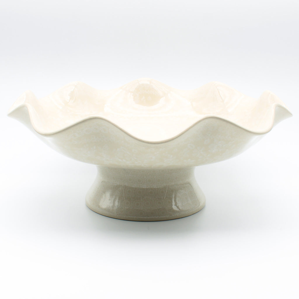 Fluted Pedestal Bowl in White on White